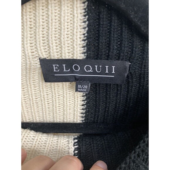 Eloquii Color Block Mock Neck Sweater Size 18/20 Ivory/Black - Picture 3 of 4